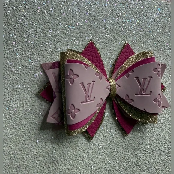 Pink and Gold layered bow - Picture 1 of 3